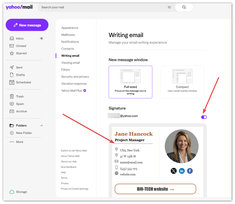 yahoo email signature