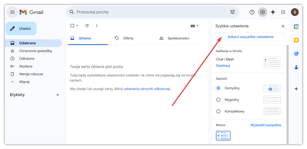 Zobacz wszystkie ustawienia w Gmail
